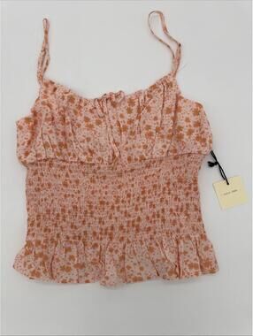Suite 2939 Tank Top Large Women's Floral Adjustable Straps Scoop Neck Smocking